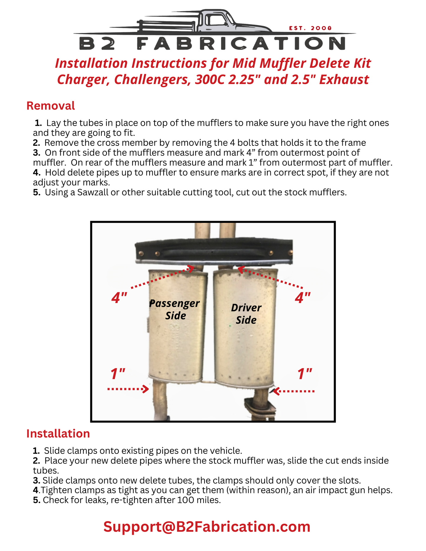 Dodge Charger/Challenger/300 Mid-Muffler Delete Kit 2.25in