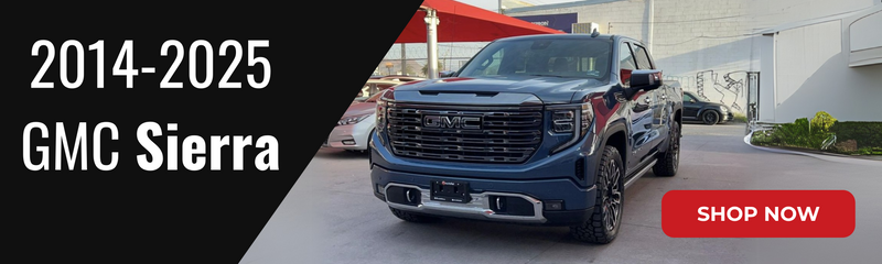Blue GMC Sierra with performance exhaust system