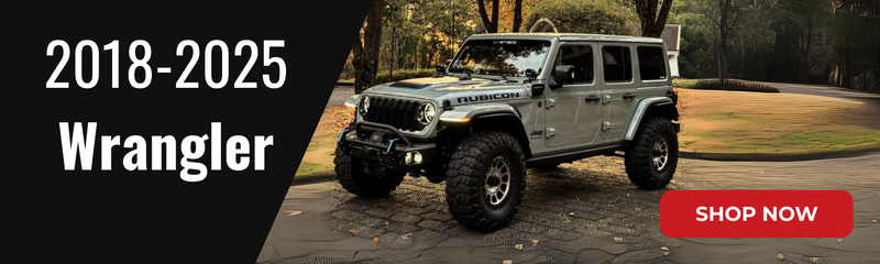 Grey Jeep wrangler Rubicon with axle back exhaust system
