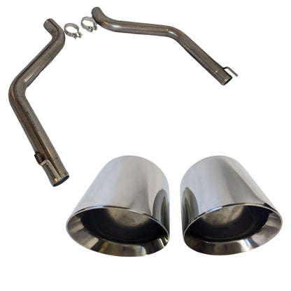 Axle back exhaust system for Dodge hemi Challenger with exhaust tips
