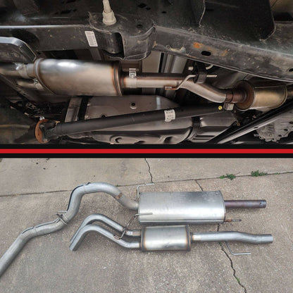 F150 CatBack exhaust system installed and comparison to factory muffler