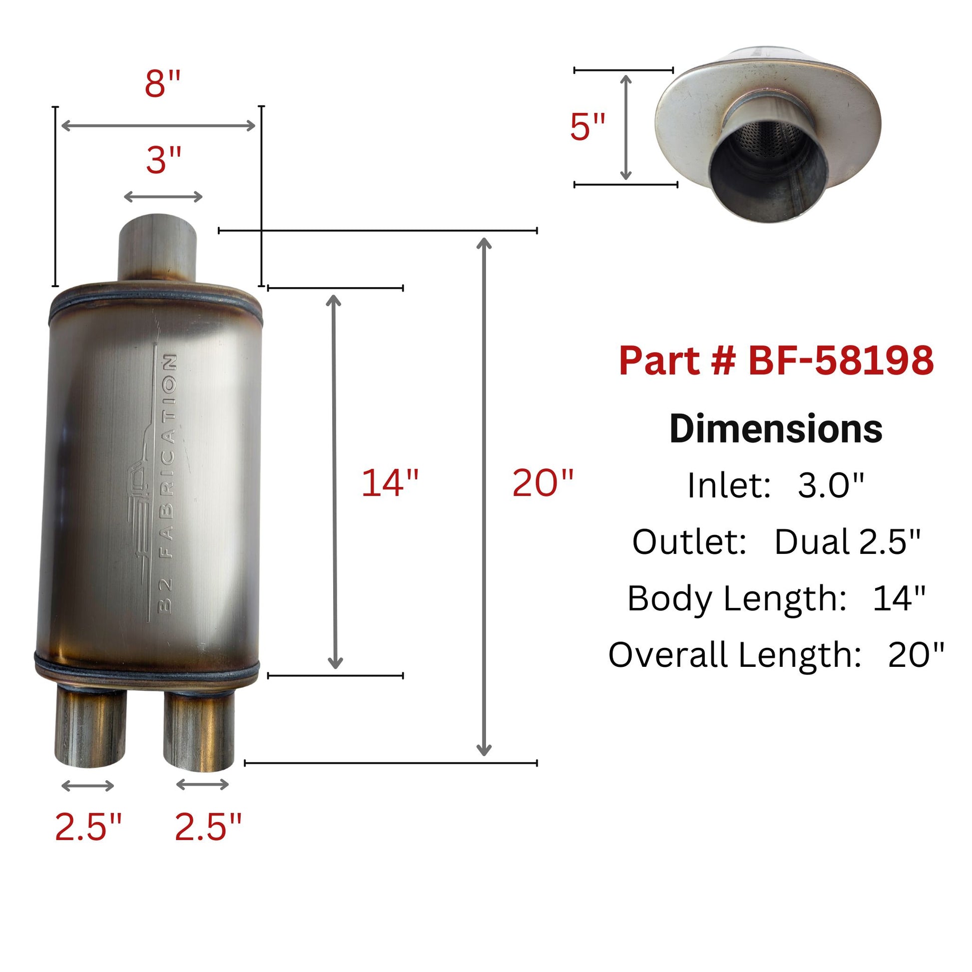 BF-58198 flow through design performance muffler