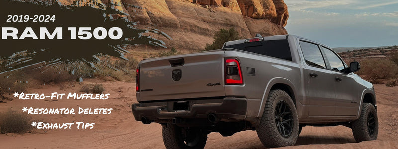 2019–2024 Ram 1500 retrofit mufflers, resonator deletes, and exhaust tips by B2 Fabrication