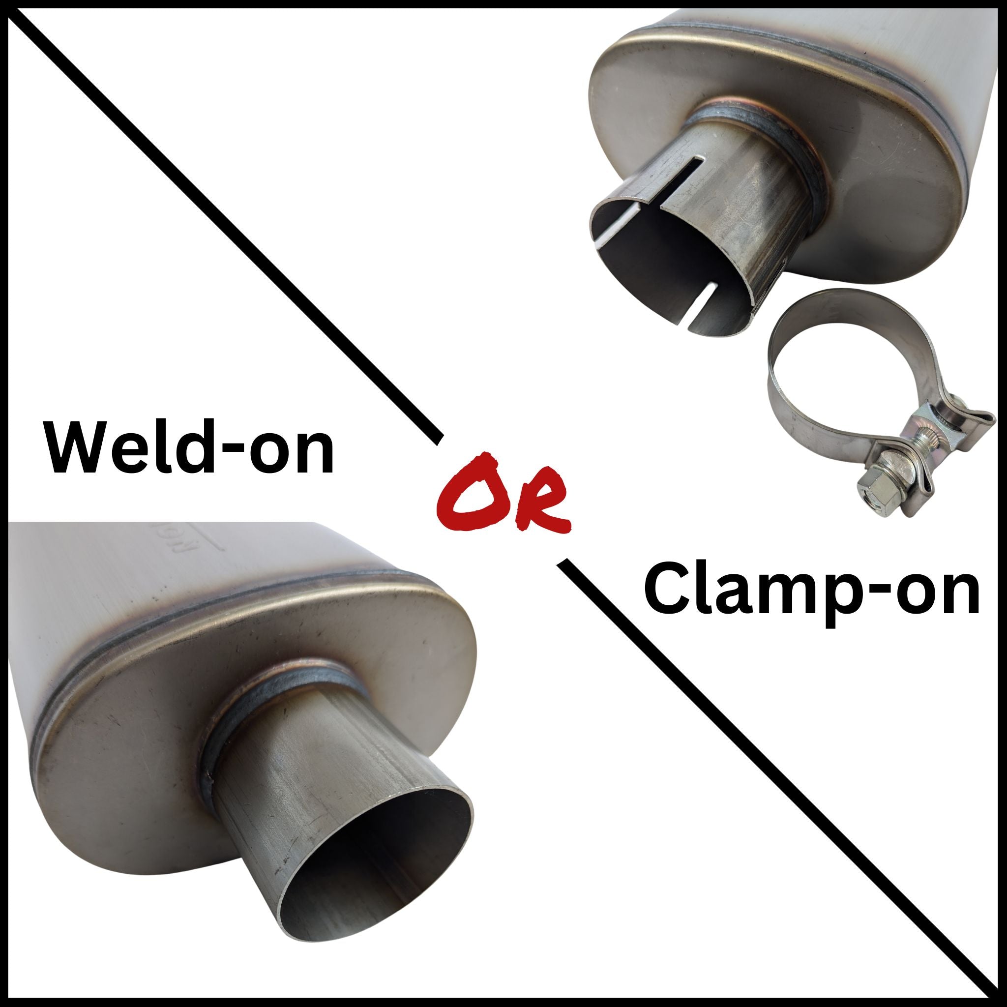 Dual Outlet Muffler | 1-In 2-Out Straight-Through Stainless | B2 Fab